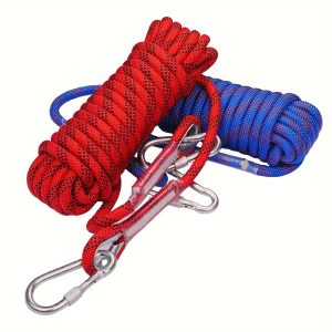 Climbing Rope, Safety Rescue Rope, High-altitude Work Rope, Rock Climbing Rope, Orange Static, Diameter 8mm (1/3 Inch), 10mm (2/5 Inch), 12mm (1/2 Inch), Lengths 10m (32ft), 20m (64ft), 30m (96ft), Includes Anti-slip Gloves And 2 Steel Carabiners.