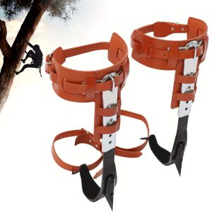 Climbing Spikes With Multi-Functional Belt, Stainless Steel Climbing Trees Gear With Cattle Hide Leggings Straps And Extra Straps For Outdoor Jungle Survival Fruit Picking