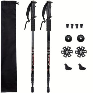 2pcs Hiking Trekking Poles, Collapsible With 10pcs Tips And 1 Storage Bag, Lightweight, Anti Shock, Hiking Or Walking Sticks, Adjustable Hiking Pole For Men And Women