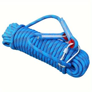 1pc Climbing Rope, 10mm/12mm Diameter, Nylon Rope With Carabiner, 1200kg/2645lb High Tensile Strength, Outdoor Rock Climbing, Rappelling, Safety Rescue Rope