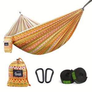 1pc Bohemian Camping Hammock For Outside, Portable Lightweight Parachute, Single Travel Hammock, For Backpack, Beach, Backyard, Hiking For Adult