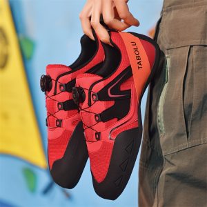 Men's All-Season Rock Climbing Shoes - Non-Slip, Comfortable with Lace & Hook and Loop Fastener, Durable PU Upper & Rubber Sole for Outdoor Activities